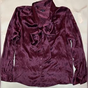 Burgundy Talbots (100% Silk) blouse (size 12)